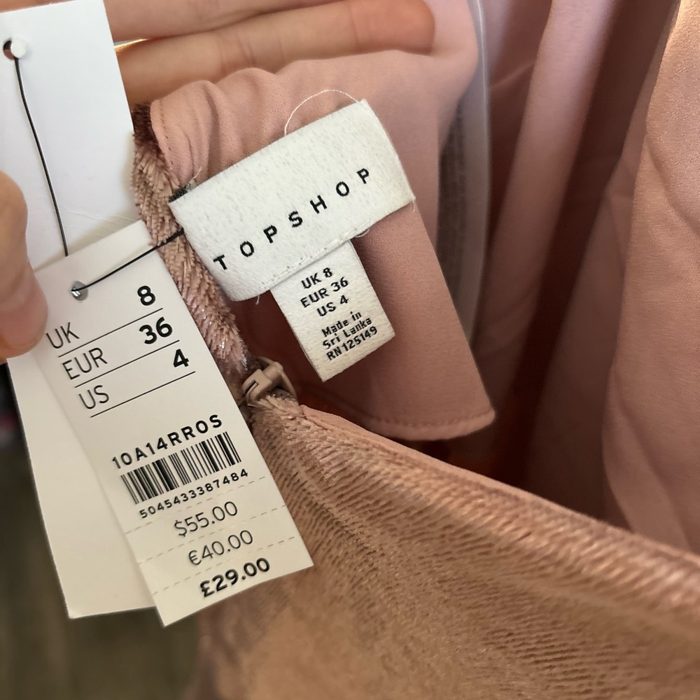 TopShop Glitter Velvet Slip Dress In Rose Gold New With Tags - Picture 5 of 6